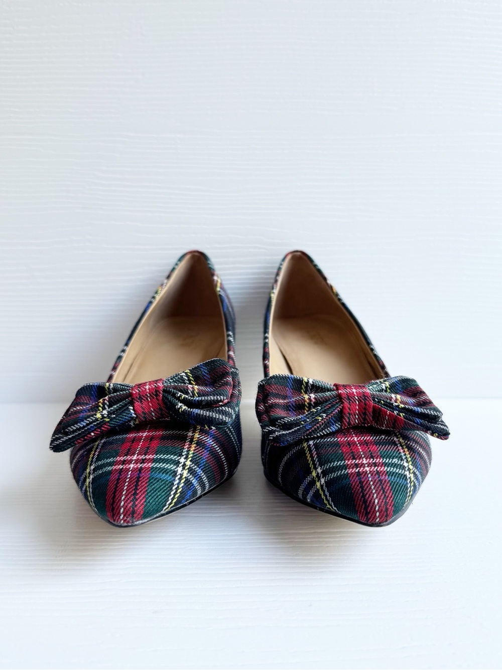 J.Crew Factory Esme Tartan Plaid Bow Kitten Heel Pumps Size 8 - Picture 6 of 12